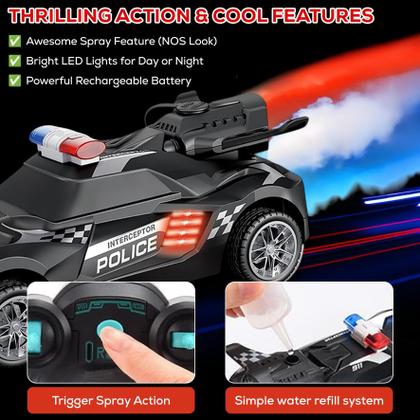 Imagem de Carro de controle remoto TOOTY TOY Police com efeito de fumaça para crianças a partir de 3 anos