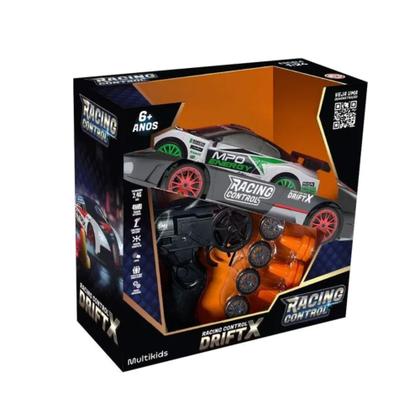 Imagem de Carro de Corrida de Controle Remoto DriftX Branco Brinquedo Infantil Multikids - BR2418