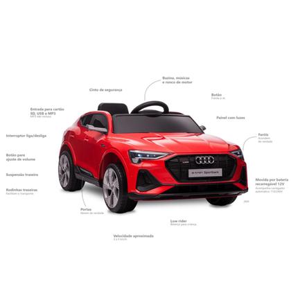 Imagem de Carro Elétrico Audi E-Tron Sportback Vermelho 12V Bandeirante 