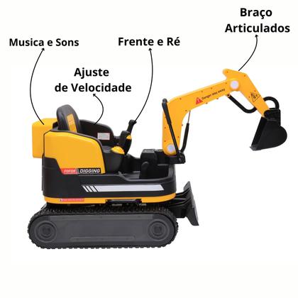 Imagem de Carro Elétrico Escavadeira Infantil 12v Braço Articulado