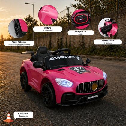 Imagem de Carro Elétrico Infantil 6V Sportive Rosa Controle Remoto