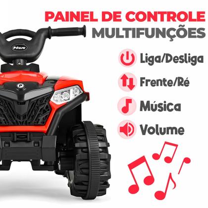 Imagem de Carro Elétrico Infantil 6V Vermelho Mini Quadriciclo Com Luzes E Sons  - Zippy Toys