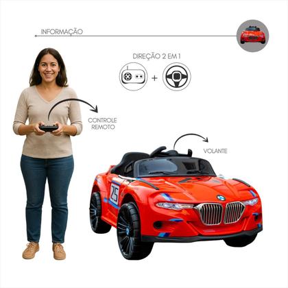 Imagem de Carro Elétrico Infantil Bateria 12V Controle Remoto Música