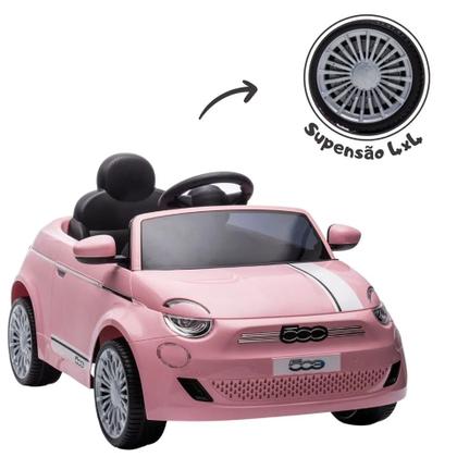 Carro eletrico infantil fiat 500 12v rosa - zippy toys - Mini