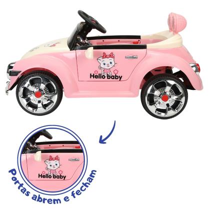 Imagem de Carro Elétrico Infantil Fuquinha HelloBaby 12v Controle Remoto Luz e Música