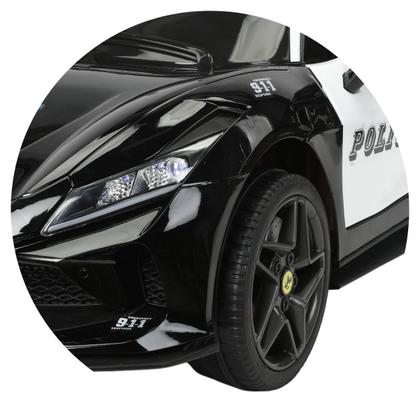 Imagem de Carro Eletrico Infantil Passeio 12V Polícia Luz E Som Motor