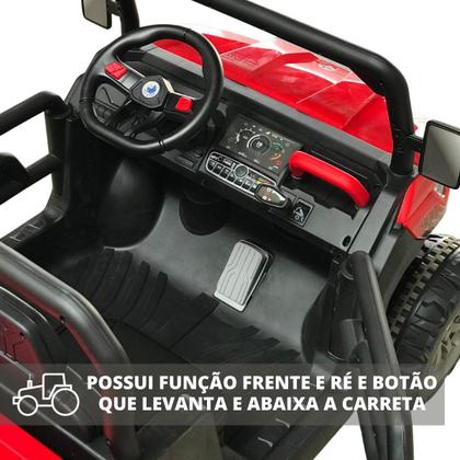 Imagem de Carro Eletrico Infantil Trator 4x4 12v 2 Lugares com Caçamba C Remoto