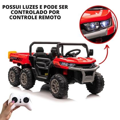 Imagem de Carro Eletrico Infantil Trator 4x4 12v 2 Lugares com Caçamba C Remoto