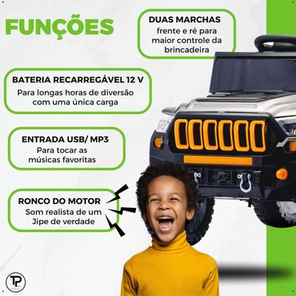 Imagem de Carro Elétrico Jipe Jeep Jipinho Titan Xr 4X2 12v Com Controle Remoto Infantil Carrinho