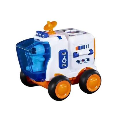 Imagem de Carro Espacial Laranja com Astronauta Compartimentos e Movimento a Fricção para Estimular a Imaginação Infantil