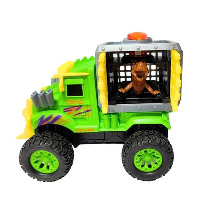 Imagem de Carro Friccao Dino Transporte Luz e Som Verde DM Toys Brinquedo Infantil Recreativo