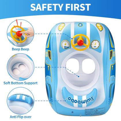 Imagem de Carro inflável Toddler Pool Float Swimbobo com dossel de 1 a 4 anos