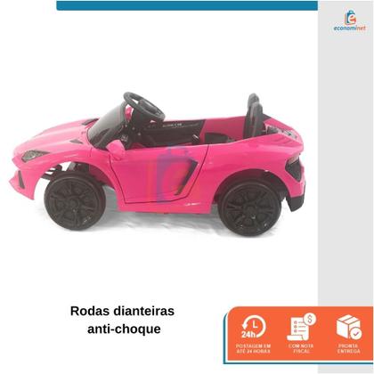 Imagem de Carro motorizado passeio elétrico automático com pedal controle remoto para criança 6v mp3 micro sd bluetooth controle de volume faróis a bateria Rosa