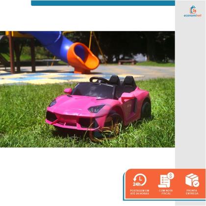Imagem de Carro motorizado passeio elétrico automático com pedal controle remoto para criança 6v mp3 micro sd bluetooth controle de volume faróis a bateria Rosa