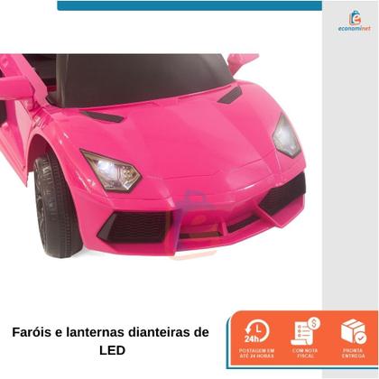 Imagem de Carro motorizado passeio elétrico automático com pedal controle remoto para criança 6v mp3 micro sd bluetooth controle de volume faróis a bateria Rosa