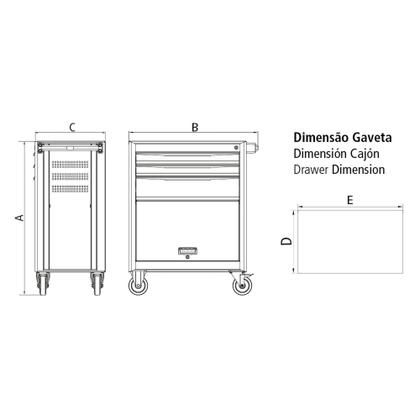 Imagem de Carro para Ferramentas 5 Gavetas e 1 Porta 115 Peças Tramontina PRO