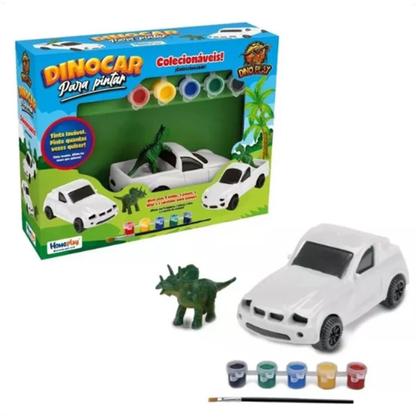 Imagem de Carro Para Pintar + Dinossauro Com Tintas e Pincel Inclusos