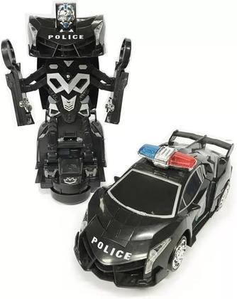 Imagem de Carro Policia Robô Car Transformes Vira Robo Com Luz E Som