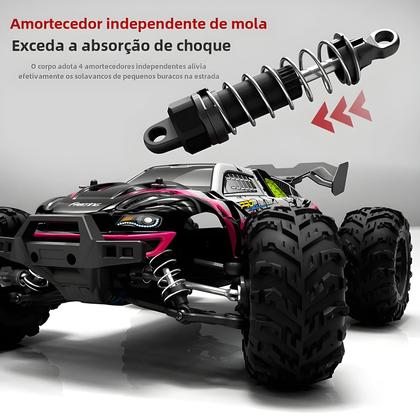 Imagem de Carro RC 4WD de Alta Velocidade 1:16 (70 km/h) - Motor Sem Escovas e Luzes LED
