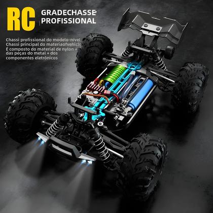 Imagem de Carro RC 4WD de Alta Velocidade 1:16 (70 km/h) - Motor Sem Escovas e Luzes LED