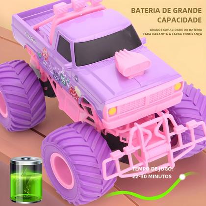 Imagem de Carro RC Elétrico Off-Road de Alta Velocidade - 24G, Rosa, Rodas Grandes