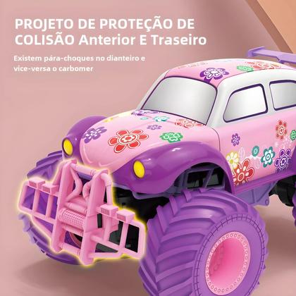 Imagem de Carro RC Elétrico Off-Road de Alta Velocidade - 24G, Rosa, Rodas Grandes