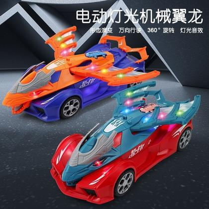 Imagem de Carro Robô Transforme Dinossauro Bate Volta 360 Luzes E Músicas.