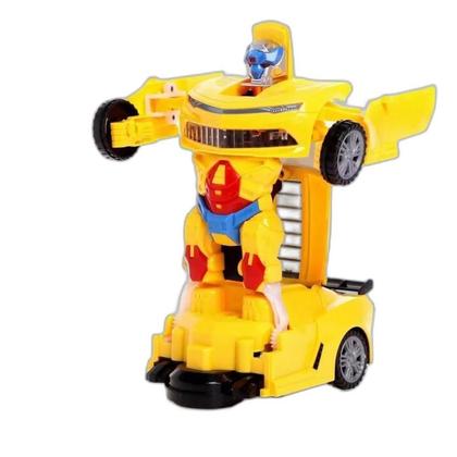 Imagem de Carro Robô Transformers Bate E Volta Amarelo Com Som E Luz