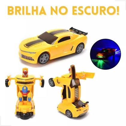 Imagem de Carro Robô Transformers Bate e Volta Amarelo com Som e Luz