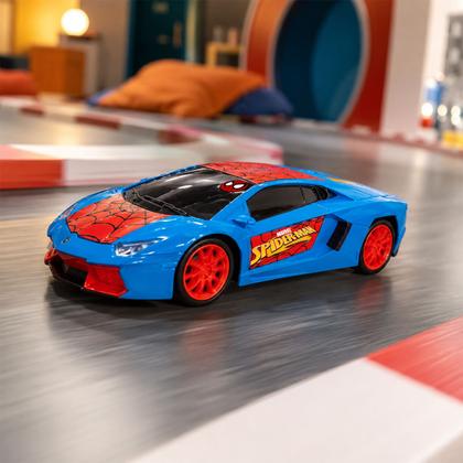 Imagem de Carro Spider-Man Com Volante E Pedais Controle Remoto Infantil Recarregável USB Brinquedo Marvel