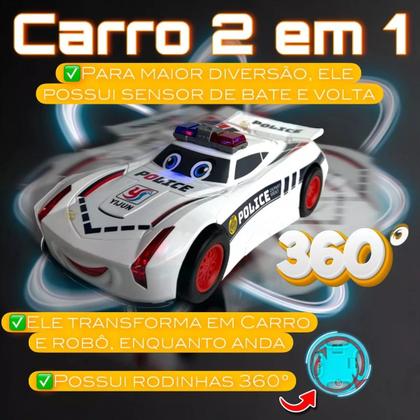 Imagem de Carro Transformers Carrinho de Polícia Vira Robô Luz e Som