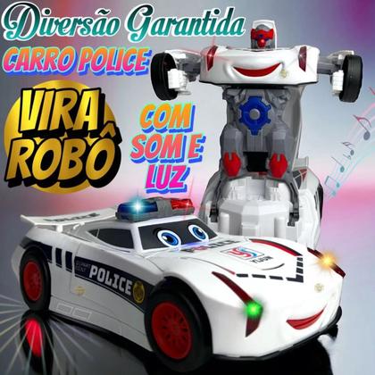 Imagem de Carro Transformers Carrinho de Polícia Vira Robô Luz e Som