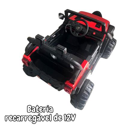 Imagem de Carro Utv Jipe Buggy Elétrico 12V Infantil Som Bluetooth Usb Luzes Controle Vermelho Brinqway Bw241