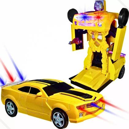 Imagem de Carro Vira Robo Som Luz Carrinho Brinquedo Menino CAMARO