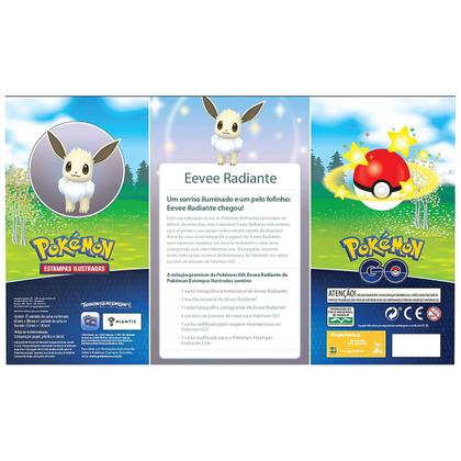 Imagem de Carta Pokémon Box Premium Eevee Radiante 38 Cartinhas Broche