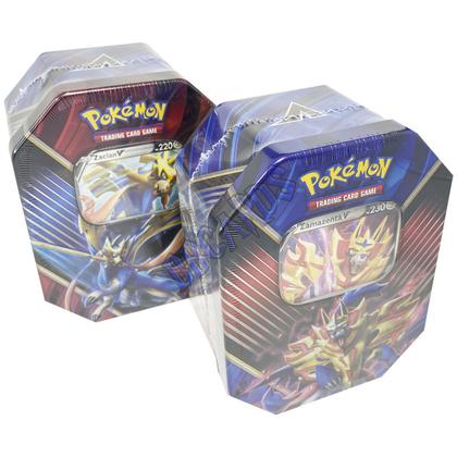 Carta Pokémon Kit Com 2 Latas Zamazenta Zacian Lendas Galar