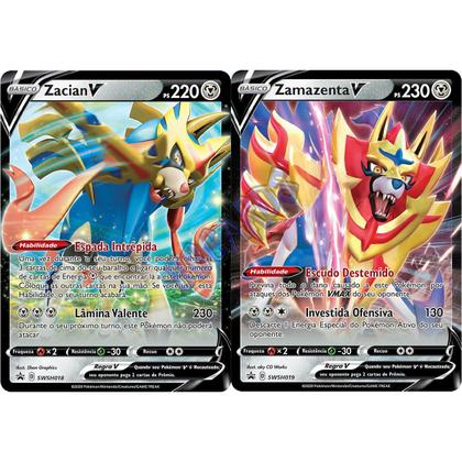 Carta Pokémon Kit Com 2 Latas Zamazenta Zacian Lendas Galar