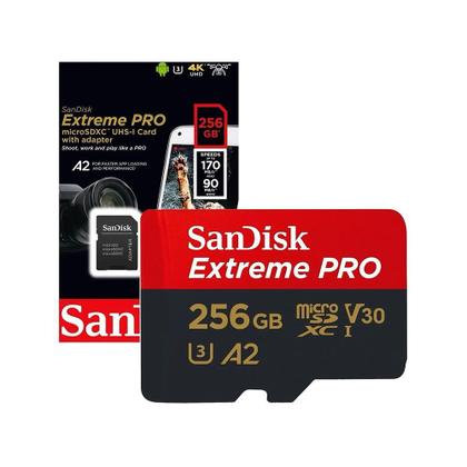 Imagem de Cartão de Memória 256gb Micro Sd Extreme Pro 170mbs Sandisk Drones, Câmeras de Ação enviando de 200mbs