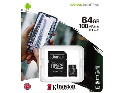 Imagem de Cartão de Memória 64GB Micro SD Kingston 10 com Adaptador SD Canvas Select Plus SDCS2