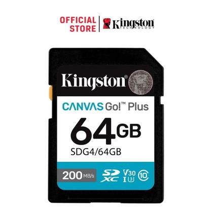 Cartão de memória Kingston, SDXC Canvas Go Plus, 64GB, Gen4, 200MB