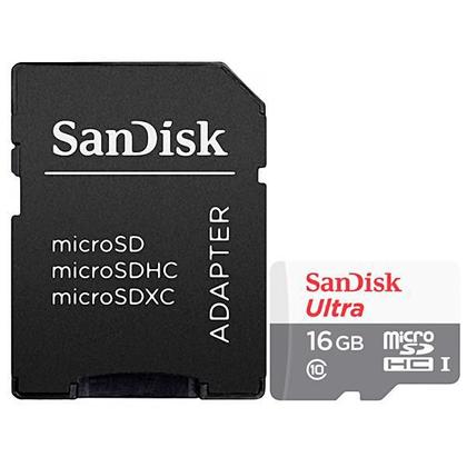 Imagem de Cartao de Memoria Micro SD de 16GB Sandisk Ultra SDSQUNS-016G-GN3MA - Branco/Cinza