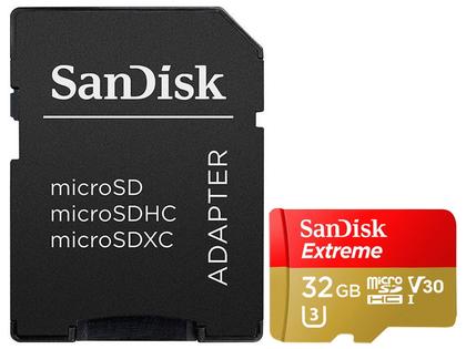 Imagem de Cartao de Memoria Micro SD Sandisk U3 32GB 100MBS Extreme - (SDSQXCG-032G-GN6MA)