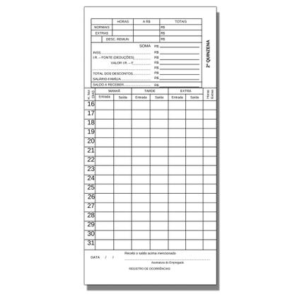 Imagem de Cartão de Ponto Relógio Mensal TA 51 folhas