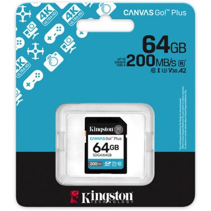 Imagem de Cartão memória kingston sd xc 64gb 200mb/s uhs-i v30 sdg4/64gb