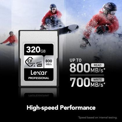 Imagem de Cartão memória lexar cfexpress 320gb type a 800mb/s silver lcaexsl320g-rneng