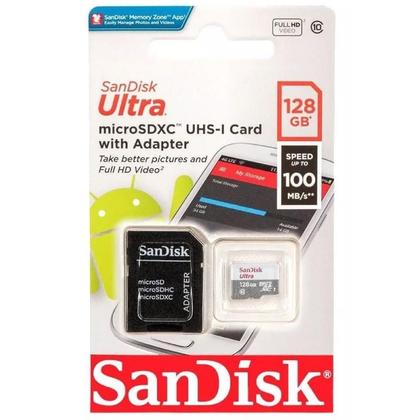 Imagem de Cartão Memória Micro Sd Sandisk 128gb Classe 10 Ultra Original