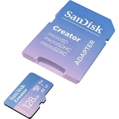 Imagem de Cartão memória sandisk micro sd xc 128gb 190mb/s creator uhs-i v30 sdsqxaa-128g-gn6ms