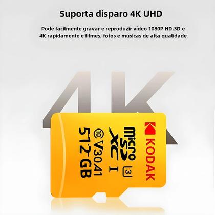 Imagem de Cartão Micro SD Kodak 64GB/128GB/256GB - Classe 10, U3, V30, 4K