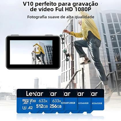 Imagem de Cartão Micro SD Lexar de Alta Velocidade (128GB, 32GB, 64GB, 256GB, 512GB) - Class 10, A1, A2