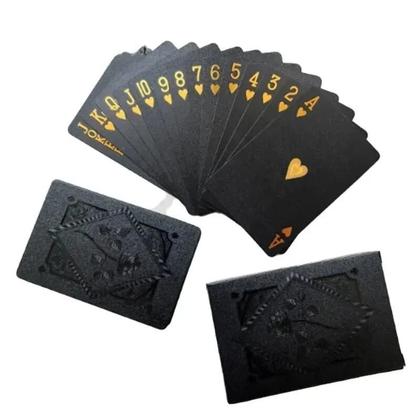 Imagem de Cartas de Poker de Plástico à Prova d'Água - Preto e Dourado